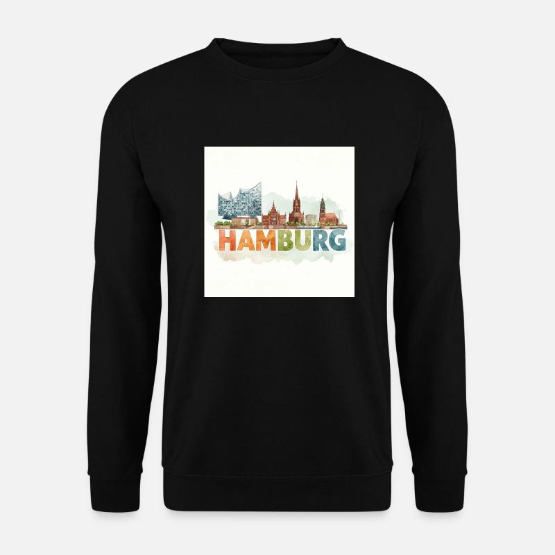 Hamburg Aquarell - Unisex Pullover - Schwarz