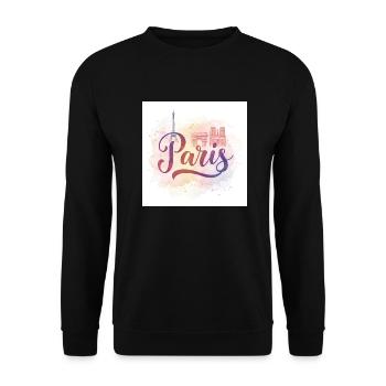 Paris Aquarell - Unisex Pullover - Schwarz - Vorne - Alina (178cm) & Michal (187cm)