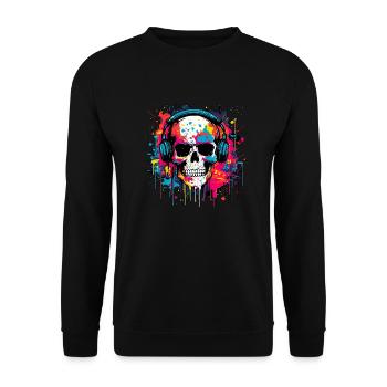 Graffiti Skull DJ – Urban Music Explosion Art - Unisex Sweatshirt - black - Front - Alina (178cm) & Michal (187cm)