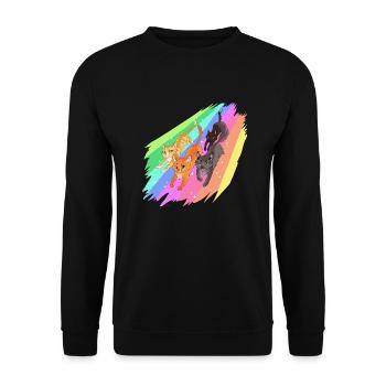 Feuerstern Firestar Katzen Regenbogen Warrior Cats - Unisex Pullover - Schwarz - Vorne - Alina (178cm) & Michal (187cm)