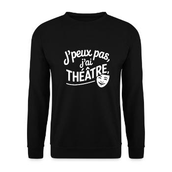 Ich kann kein Theater haben - Unisex Pullover - Schwarz - Vorne - Alina (178cm) & Michal (187cm)