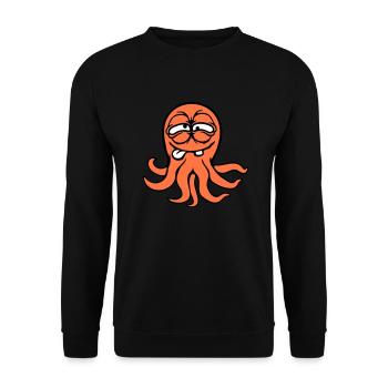 Oktopus Kraken Tintenfisch Kopffüßer lustig albern - Unisex Pullover - Schwarz - Vorne - Alina (178cm) & Michal (187cm)