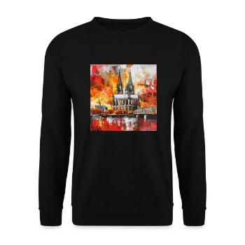 Cologne Cathédrale Ville Skyline Rhine Pont Bateau Museu - Sweat-shirt Unisexe - noir - Devant - Alina (178cm) & Michal (187cm)