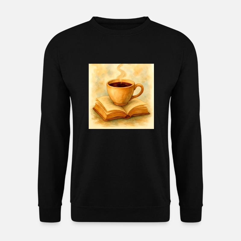 Buch und Kaffee - Unisex Pullover - Schwarz