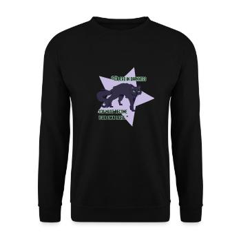 Shadowstar Schattenstern Warrior Cats coole Katze - Unisex Pullover - Schwarz - Vorne - Alina (178cm) & Michal (187cm)