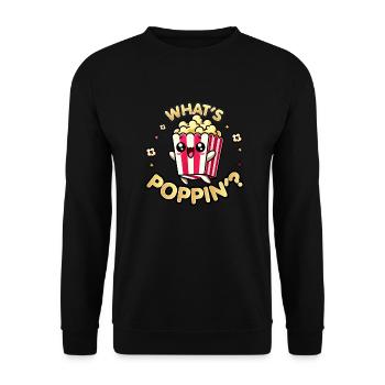 Kawaii Chibi Popcorn – What's Poppin' Funny Food - Unisex Sweatshirt - black - Front - Alina (178cm) & Michal (187cm)