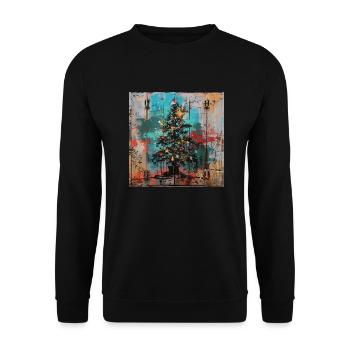 Graffiti Xmas Tree Rost Metall urban Containertür - Unisex Pullover - Schwarz - Vorne - Alina (178cm) & Michal (187cm)