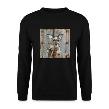 Graffiti Deer Rust Metal Urban Container Door - Unisex Sweatshirt - black - Front - Alina (178cm) & Michal (187cm)