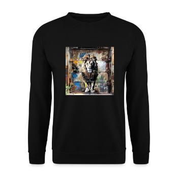 graffiti lion rust metal urban street art - Unisex Sweatshirt - black - Front - Alina (178cm) & Michal (187cm)