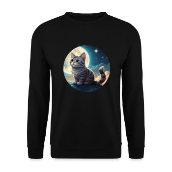 Katzenliebe Cat Kitty Lustig & Süß für Katzenfans - Unisex Pullover - Schwarz - Vorne - Alina (178cm) & Michal (187cm)
