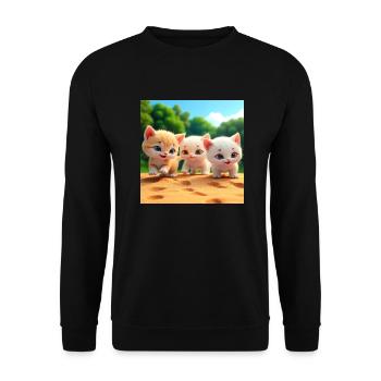 Katzenliebe Cat Katze Lustig & Süß für Katzenfans - Unisex Pullover - Schwarz - Vorne - Alina (178cm) & Michal (187cm)