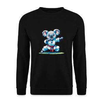 Koala beim Karate - Unisex Pullover - Schwarz - Vorne - Alina (178cm) & Michal (187cm)