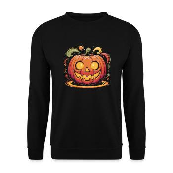 Grinning pumpkin: Halloween vibes! - Unisex Sweatshirt - black - Front - Alina (178cm) & Michal (187cm)