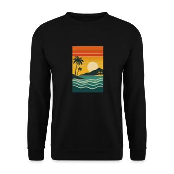 Tropical Sunset with Palm Trees – Retro Stra - Unisex Sweatshirt - black - Front - Alina (178cm) & Michal (187cm)