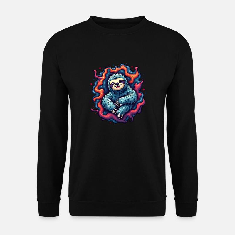 Trippy Faultier Bunt - Psychedelisch Chill - Unisex Pullover - Schwarz