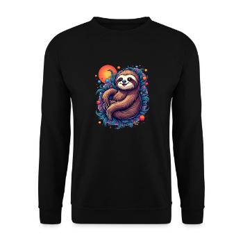 Happy Sloth with Stars & Sun - Chill - Unisex Sweatshirt - black - Front - Alina (178cm) & Michal (187cm)