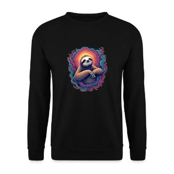 Psychedelic Sloth | Colorful chill-out design - Unisex Sweatshirt - black - Front - Alina (178cm) & Michal (187cm)