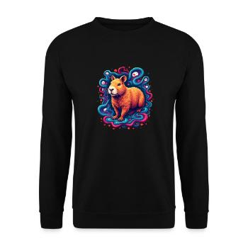 Psychedelic Capybara | Chill & Good Mood - Unisex Sweatshirt - black - Front - Alina (178cm) & Michal (187cm)