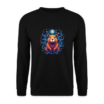 Capybara de l’espace | Ciel étoilé et lune - Sweat-shirt Unisexe - noir - Devant - Alina (178cm) & Michal (187cm)