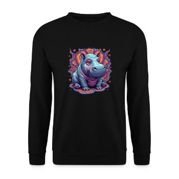 Hippopotame mignon | Hippopotame arc-en-ciel coloré - Sweat-shirt Unisexe - noir - Devant - Alina (178cm) & Michal (187cm)