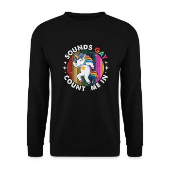 Dancing Unicorn Cowboy Hat - Unisex Sweatshirt - black - Front - Alina (178cm) & Michal (187cm)