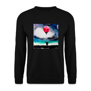 Astronaut in Feld an pinkem Ballon - Unisex Pullover - Schwarz - Vorne - Alina (178cm) & Michal (187cm)