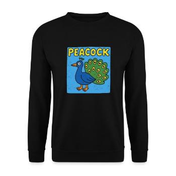 Peacock cartoon - weathered look - Unisex Sweatshirt - black - Front - Alina (178cm) & Michal (187cm)