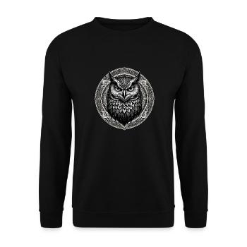 Eule - Unisex Pullover - Schwarz - Vorne - Alina (178cm) & Michal (187cm)