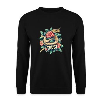 Trust – Snake & Roses. - Unisex Sweatshirt - black - Front - Alina (178cm) & Michal (187cm)