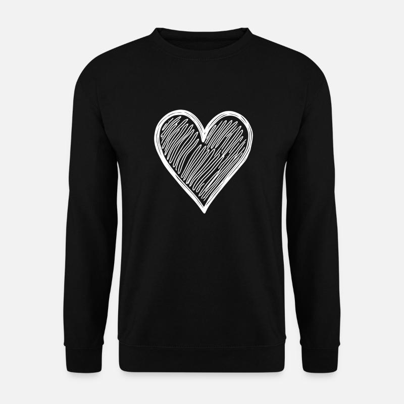 Süßes Herz Hand Gezeichnet - Unisex Pullover - Schwarz