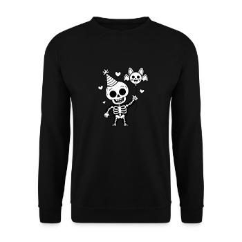Cute Skeleton Party Spooky Festival Design - Unisex Sweatshirt - black - Front - Alina (178cm) & Michal (187cm)