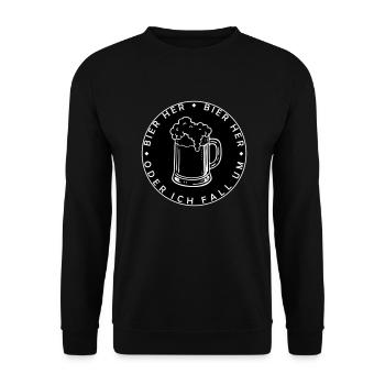 Bienen hier - Oder ich fall um! - Unisex Pullover - Schwarz - Vorne - Alina (178cm) & Michal (187cm)