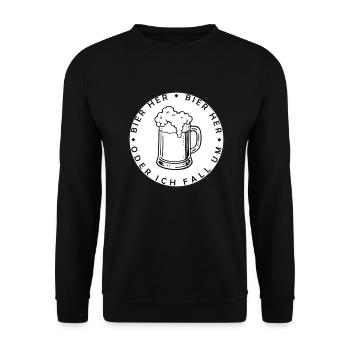 Bienen hier - Oder ich fall um! - Unisex Pullover - Schwarz - Vorne - Alina (178cm) & Michal (187cm)