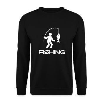 Minimalist Fishing Icon Catch Design - Unisex Sweatshirt - black - Front - Alina (178cm) & Michal (187cm)