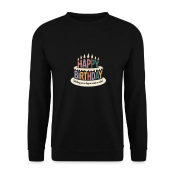 Happy Birthday - Cool Vintage Cartoon Logo - Unisex Sweatshirt - black - Front - Alina (178cm) & Michal (187cm)
