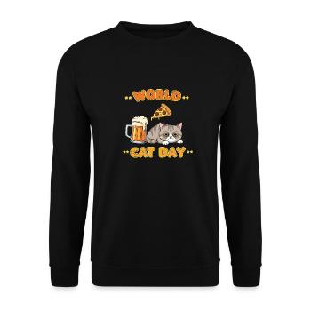 World Cat Day Weltkatzentag - Unisex Sweatshirt - black - Front - Alina (178cm) & Michal (187cm)