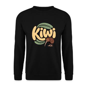 Süße Kiwi - Neuseeland Vogel Design - Unisex Pullover - Schwarz - Vorne - Alina (178cm) & Michal (187cm)