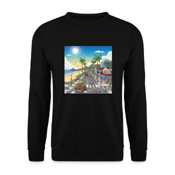 Newport Beach street - Unisex Sweatshirt - black - Front - Alina (178cm) & Michal (187cm)
