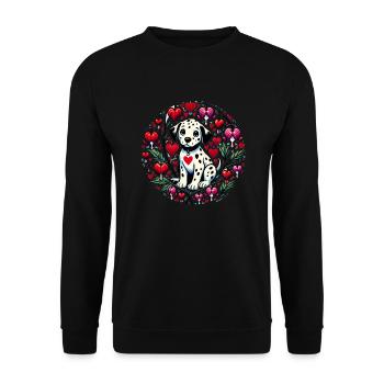 Valentine Dalmatian with Bleeding Hearts - Unisex Sweatshirt - black - Front - Alina (178cm) & Michal (187cm)