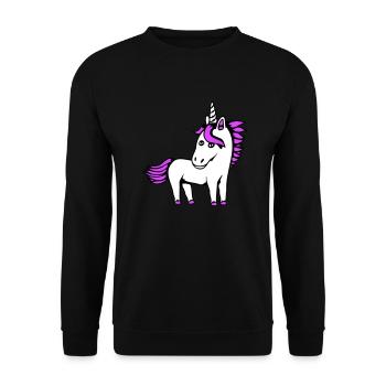 Licorne fille assez sympathique dessin animé cheval - Sweat-shirt Unisexe - noir - Devant - Alina (178cm) & Michal (187cm)