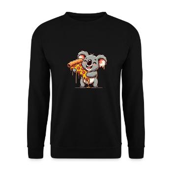 glücklicher Koalabär Koala mit Pizza - Unisex Pullover - Schwarz - Vorne - Alina (178cm) & Michal (187cm)