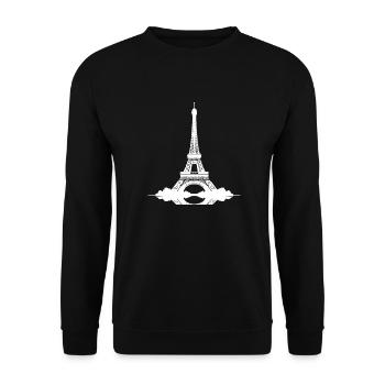 Mein Herz schlägt im Eiffelturm Takt von Paris - Unisex Pullover - Schwarz - Vorne - Alina (178cm) & Michal (187cm)