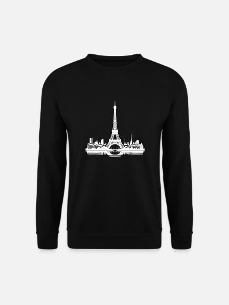 Eiffelturm Romantik Klassiker mit Stadt Kontur - Unisex Pullover - Schwarz