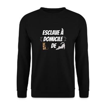 ESCLAVE A DOMICILE DE MON CHAT PERSONNALISABLE - Sweat-shirt Unisexe - noir - Devant - Alina (178cm) & Michal (187cm)