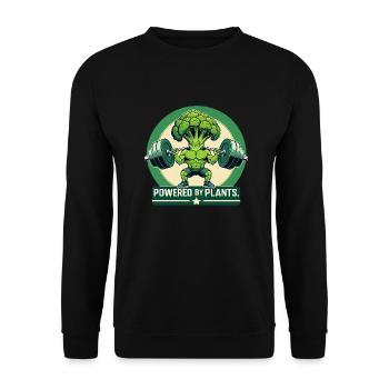 Alimenté par des protéines – Fun Fitness Brocoli - Sweat-shirt Unisexe - noir - Devant - Alina (178cm) & Michal (187cm)