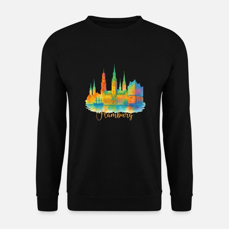 hamburg aquarell skyline - Unisex Pullover - Schwarz