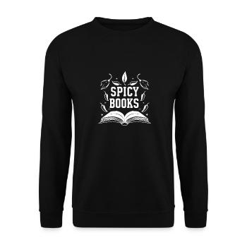 Spicy Books – Buch & Chili Design - Unisex Pullover - Schwarz - Vorne - Alina (178cm) & Michal (187cm)