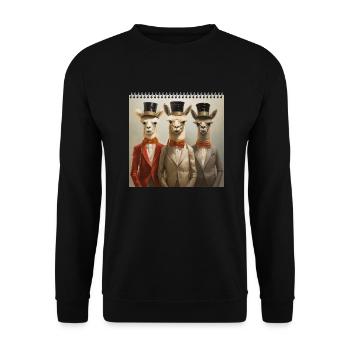 Anthropomorphic Surreal 3 Alpaca Men's Top Hat - Unisex Sweatshirt - black - Front - Alina (178cm) & Michal (187cm)