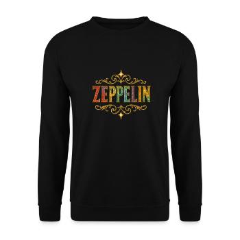 ZEPPELIN Glitzer Gold Pailletten - Unisex Pullover - Schwarz - Vorne - Alina (178cm) & Michal (187cm)