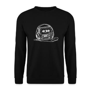 Magnétophone à cassettes avec casque - 80s vibes - Sweat-shirt Unisexe - noir - Devant - Alina (178cm) & Michal (187cm)